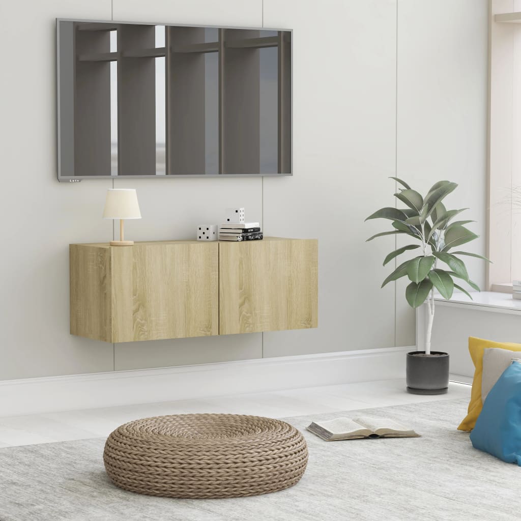 Tv-meubel Hidde - 80x30x30 cm - wandmeubel - sonoma eiken