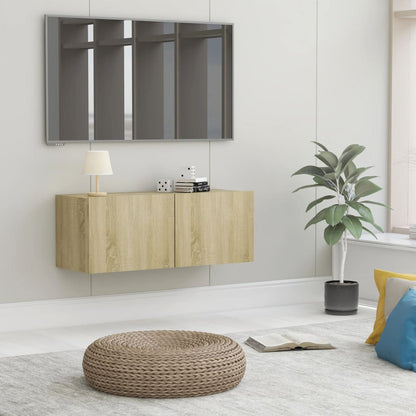 Tv-meubel Hidde - 80x30x30 cm - wandmeubel - sonoma eiken