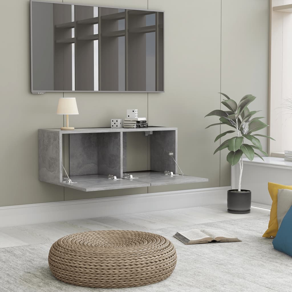 Tv-meubel Hidde - 80x30x30 cm - wandmeubel - betongrijs
