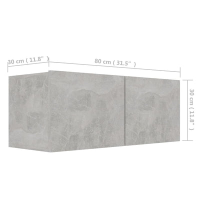 Tv-meubel Hidde - 80x30x30 cm - wandmeubel - betongrijs