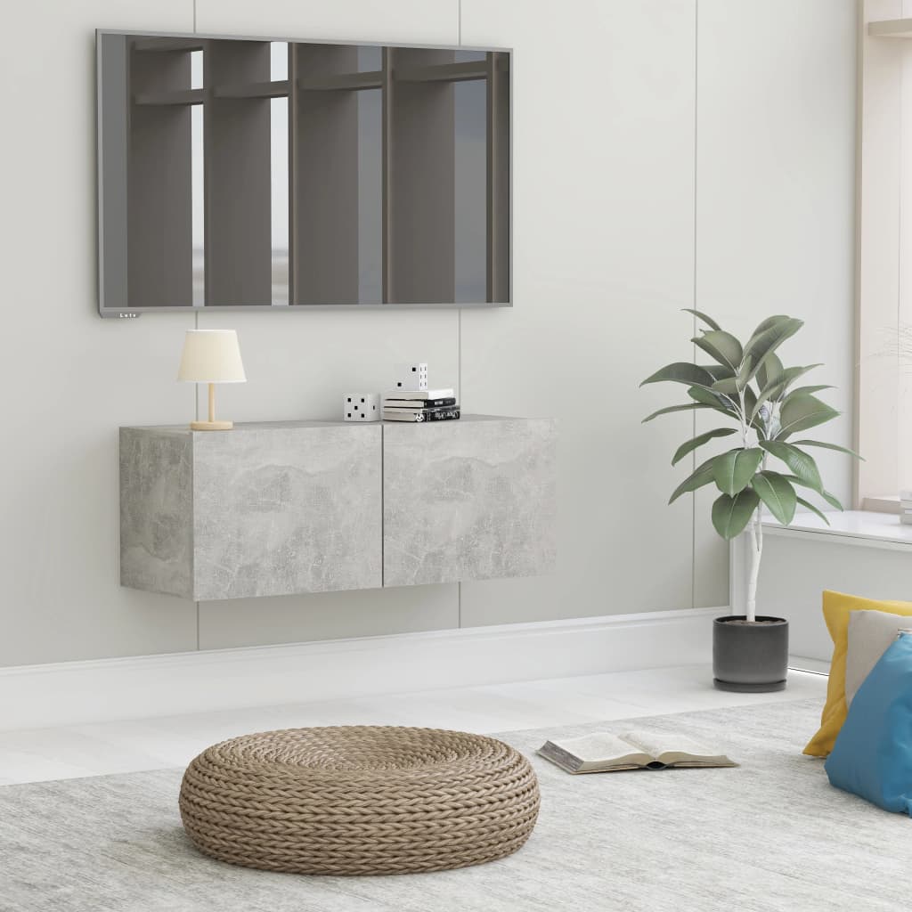Tv-meubel Hidde - 80x30x30 cm - wandmeubel - betongrijs