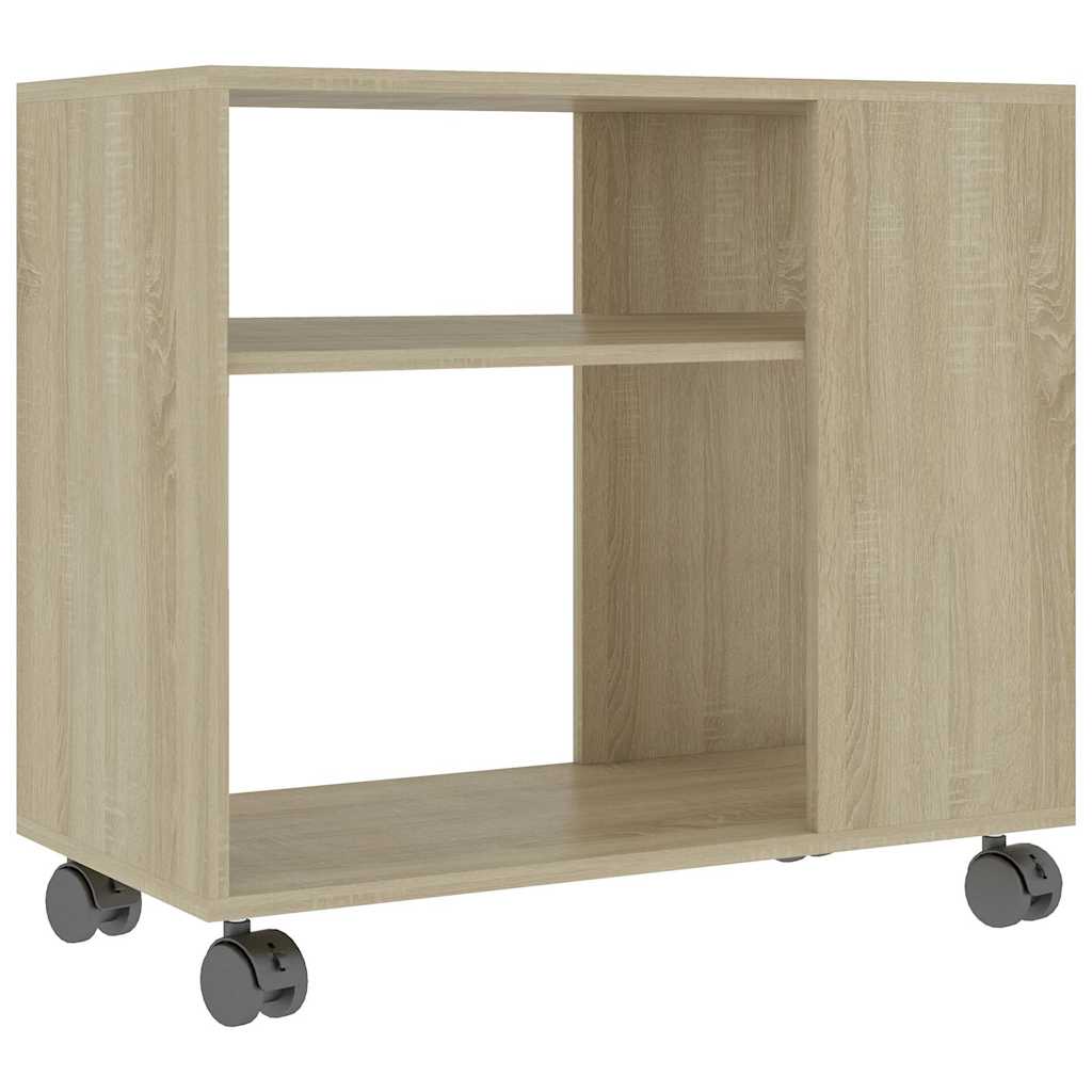 Bijzettafel Benjamin - bewerkt hout - met wieletjes