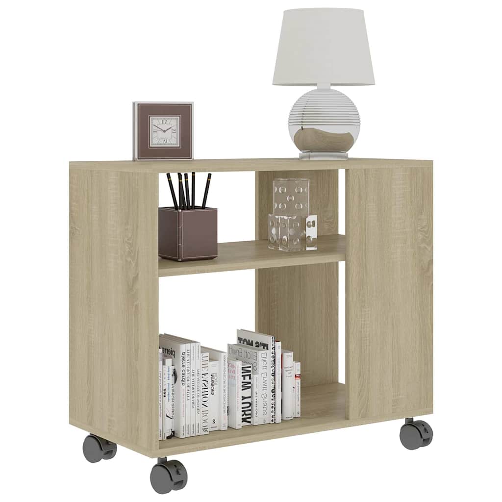 Bijzettafel Benjamin - bewerkt hout - met wieletjes
