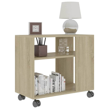 Bijzettafel Benjamin - bewerkt hout - met wieletjes