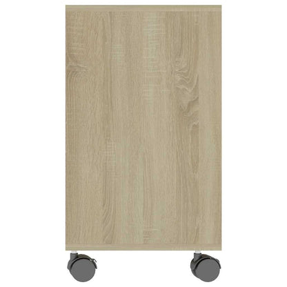 Bijzettafel Benjamin - bewerkt hout - met wieletjes