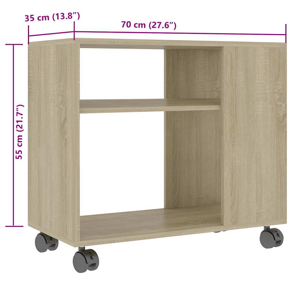 Bijzettafel Benjamin - bewerkt hout - met wieletjes