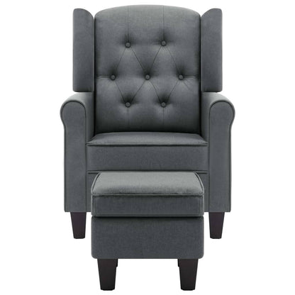 Fauteuil Daan - stof - met voetenbankje - lichtgrijs