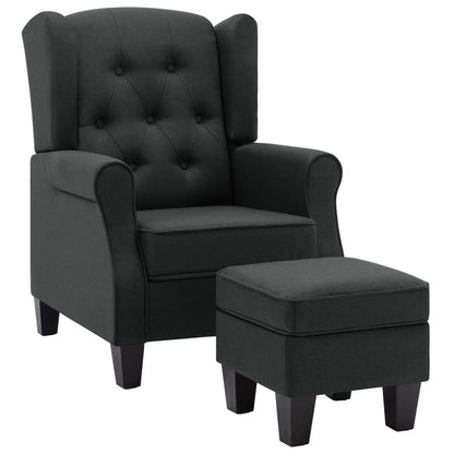 Fauteuil Daan - stof - met voetenbankje - donkergrijs