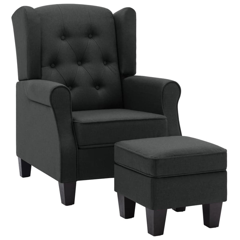 Fauteuil Daan - stof - met voetenbankje - donkergrijs – extra afbeelding