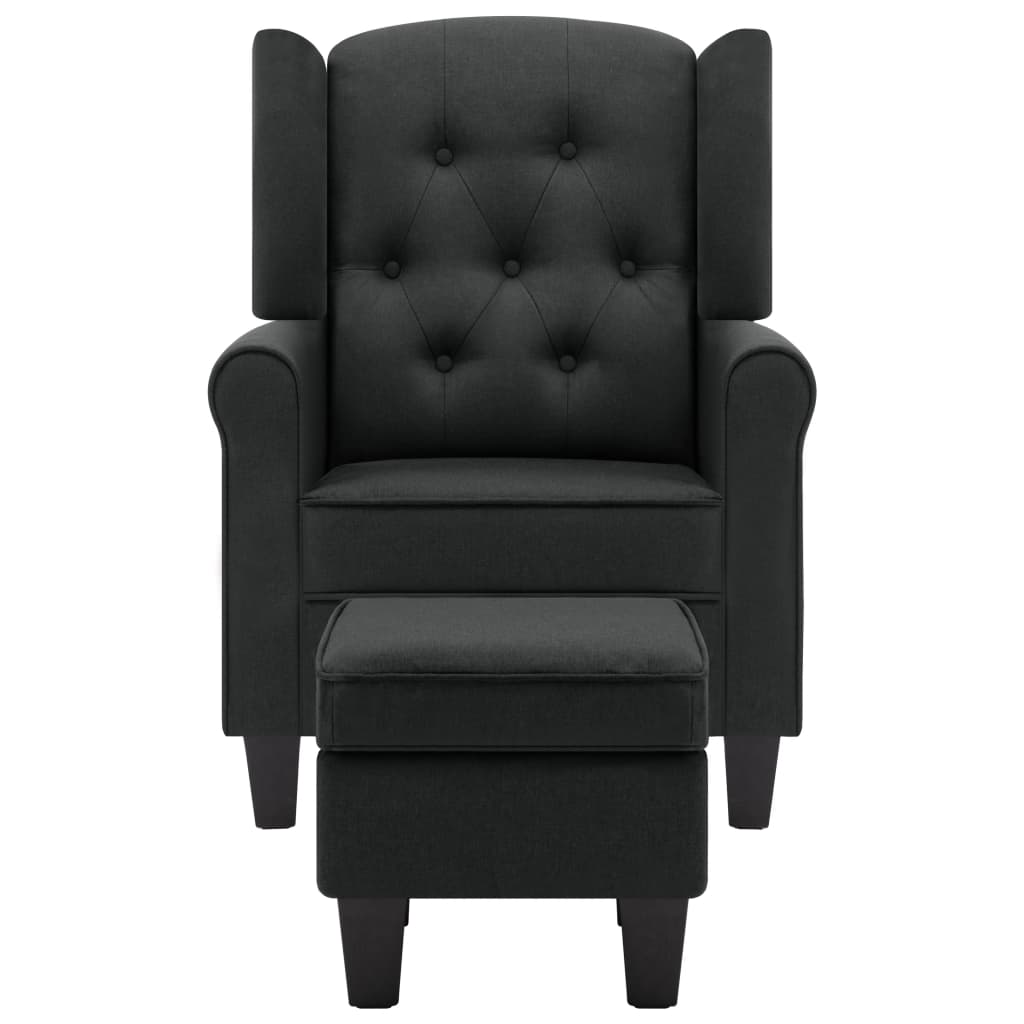 Fauteuil Daan - stof - met voetenbankje - donkergrijs