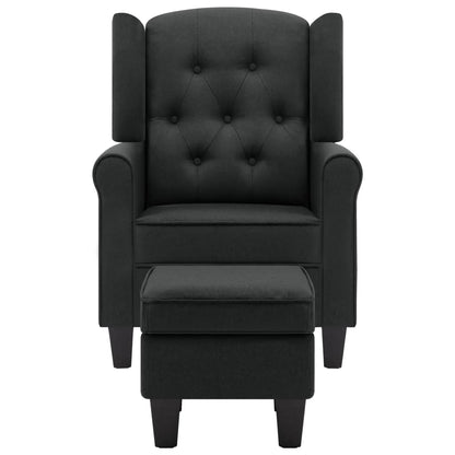 Fauteuil Daan - stof - met voetenbankje - donkergrijs