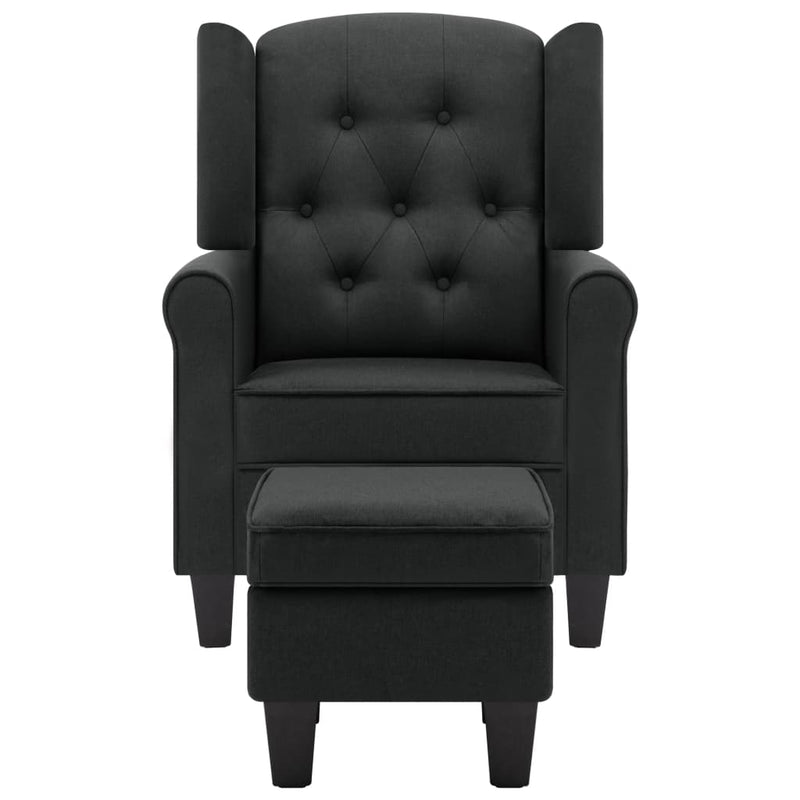 Fauteuil Daan - stof - met voetenbankje - donkergrijs