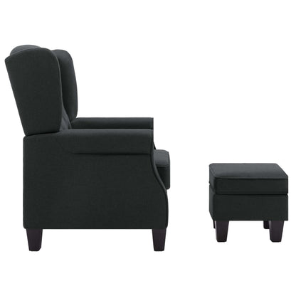 Fauteuil Daan - stof - met voetenbankje - donkergrijs