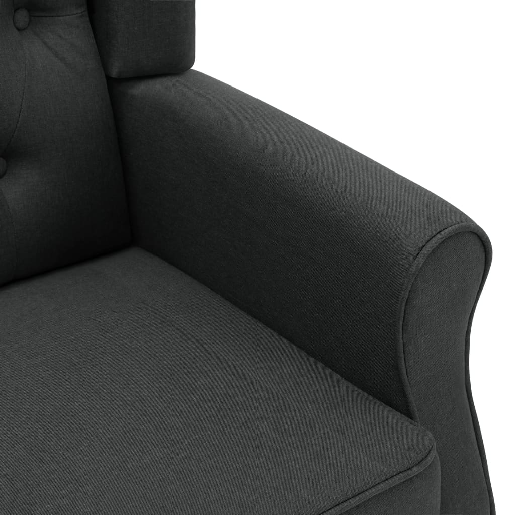Fauteuil Daan - stof - met voetenbankje - donkergrijs