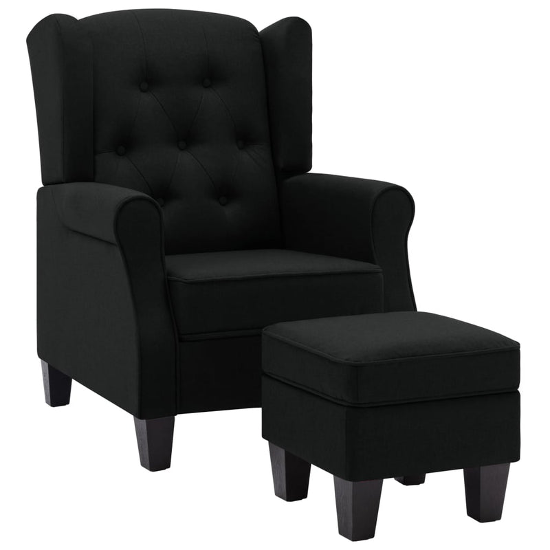 Fauteuil Daan - stof - met voetenbankje - zwart – extra afbeelding
