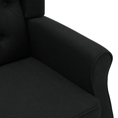 Fauteuil Daan - stof - met voetenbankje - zwart