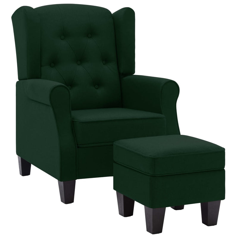 Fauteuil Daan - stof - met voetenbankje - donkergroen – extra afbeelding