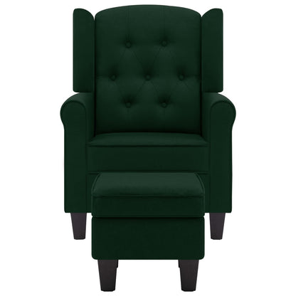 Fauteuil Daan - stof - met voetenbankje - donkergroen