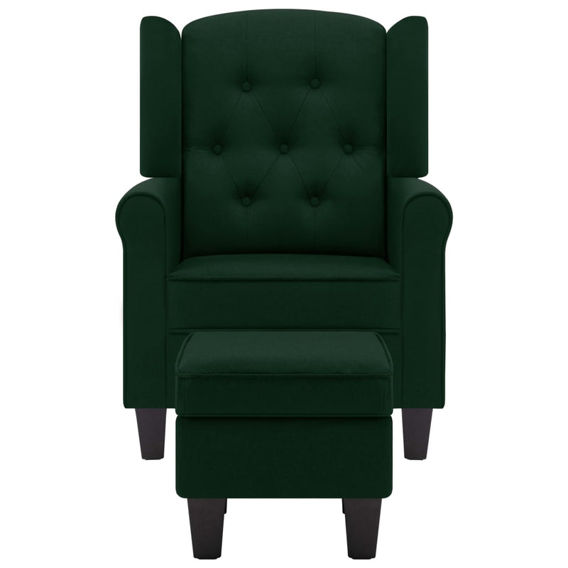 Fauteuil Daan - stof - met voetenbankje - donkergroen