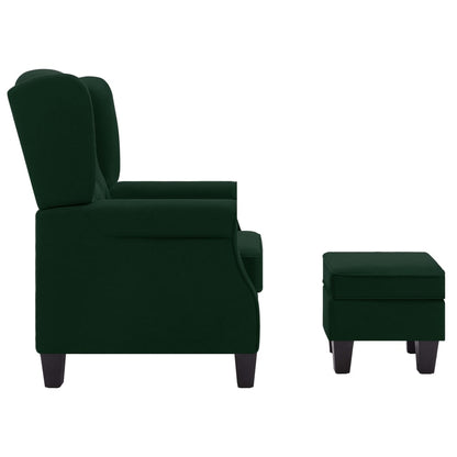Fauteuil Daan - stof - met voetenbankje - donkergroen