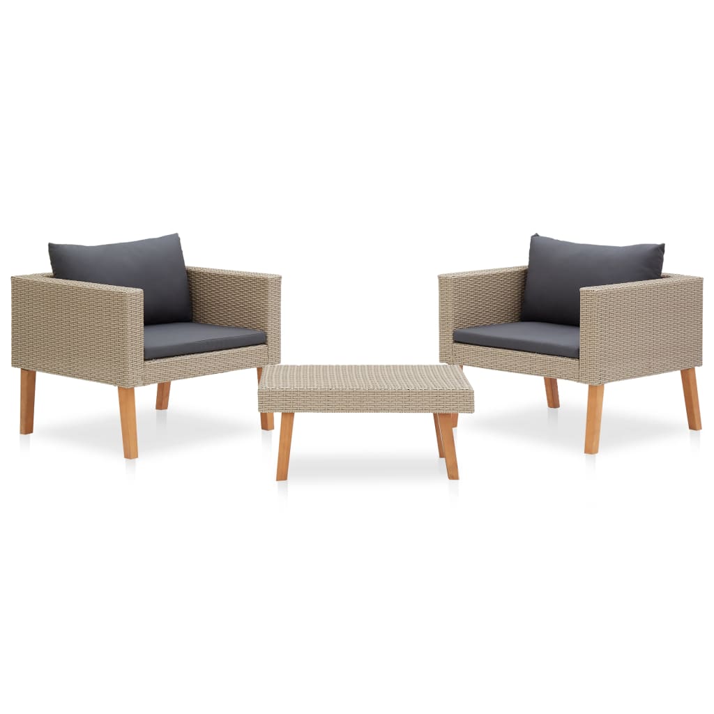 Tuinset Dries - 3-delig - met kussens - beige