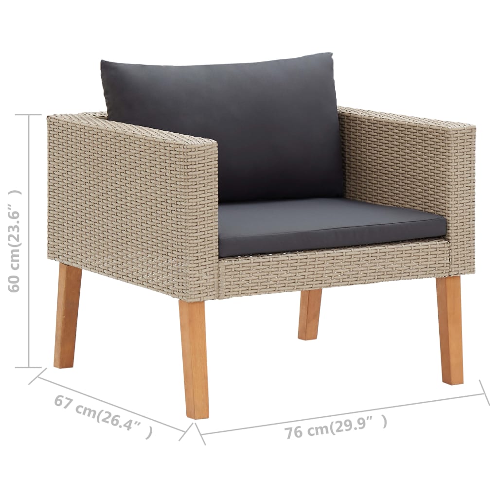 Tuinset Dries - 3-delig - met kussens - beige