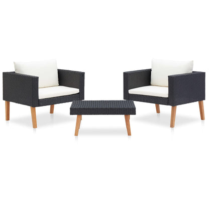 Tuinset Dries - 3-delig - met kussens - zwart