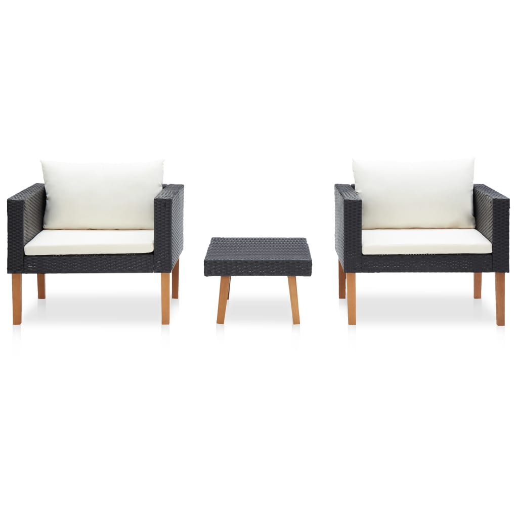 Tuinset Dries - 3-delig - met kussens - zwart