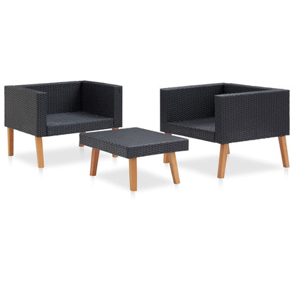 Tuinset Dries - 3-delig - met kussens - zwart