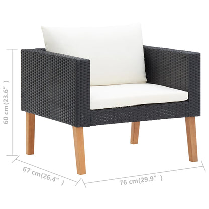 Tuinset Dries - 3-delig - met kussens - zwart