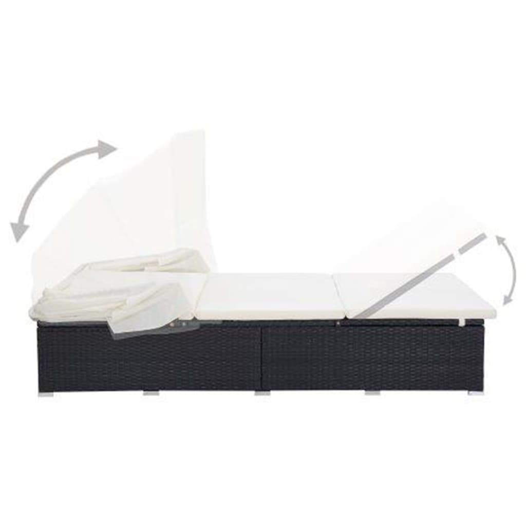 Ligbed Frits - 194x120,5x110 cm - met kussen - zwart