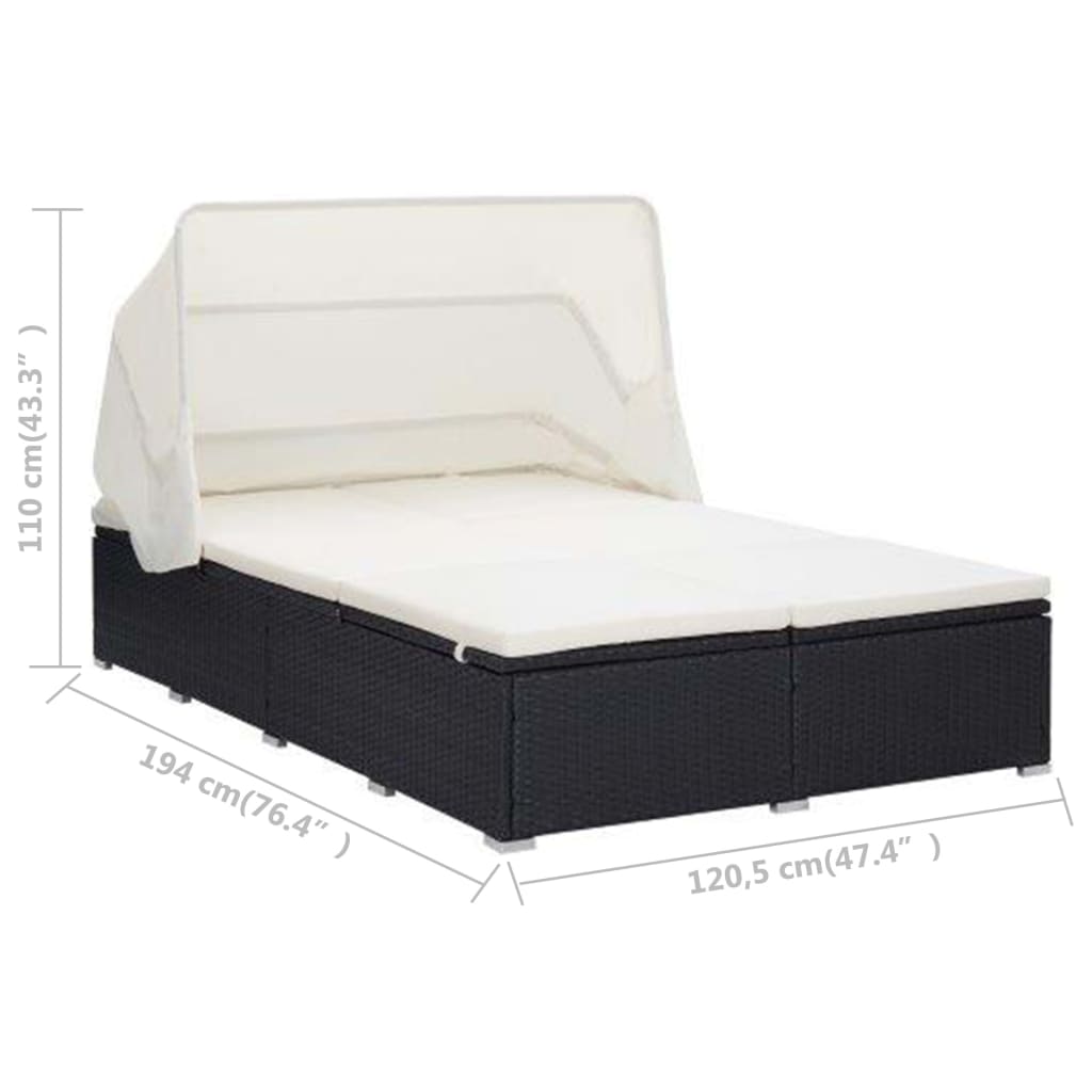 Ligbed Frits - 194x120,5x110 cm - met kussen - zwart