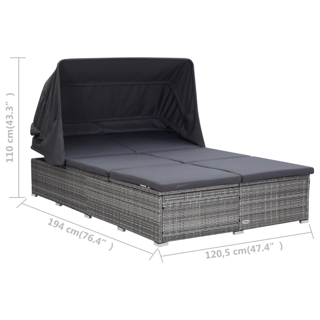 Ligbed Frits - 194x120,5x110 cm - met kussen - grijs