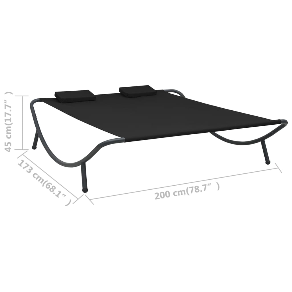Ligbed Eline - 200 x 173 x 45 cm - zwart