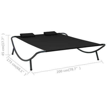 Ligbed Eline - 200 x 173 x 45 cm - zwart