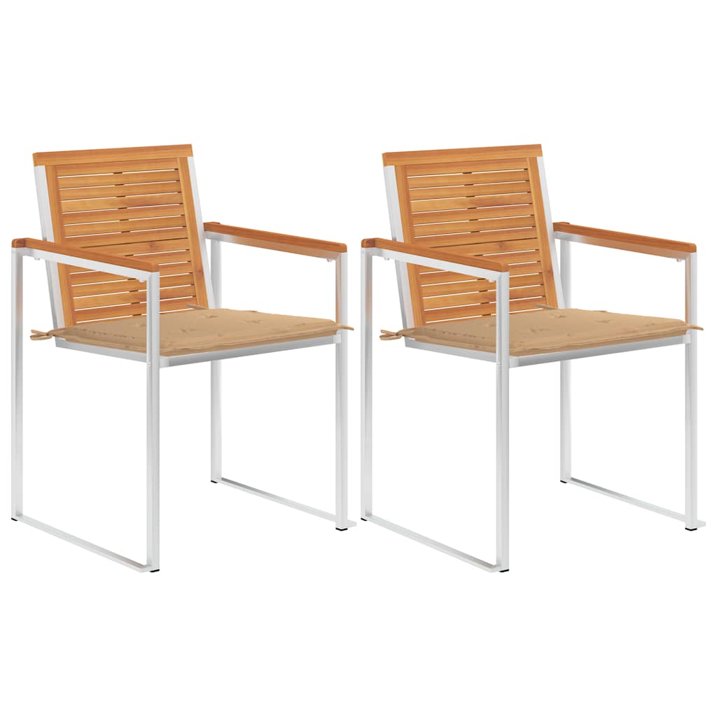 Tuinstoel Ida - 2 stuks - met kussens - beige