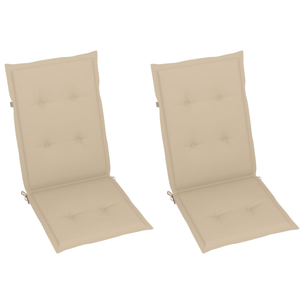Tuinstoel Jildou - 2 stuks - verstelbaar - met kussens - beige