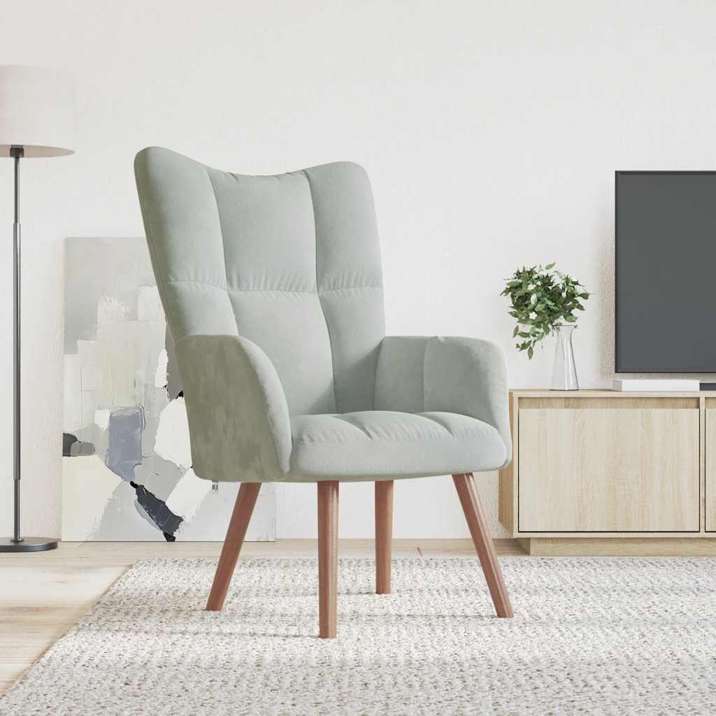 Fauteuil Freek - fluweel - lichtgrijs