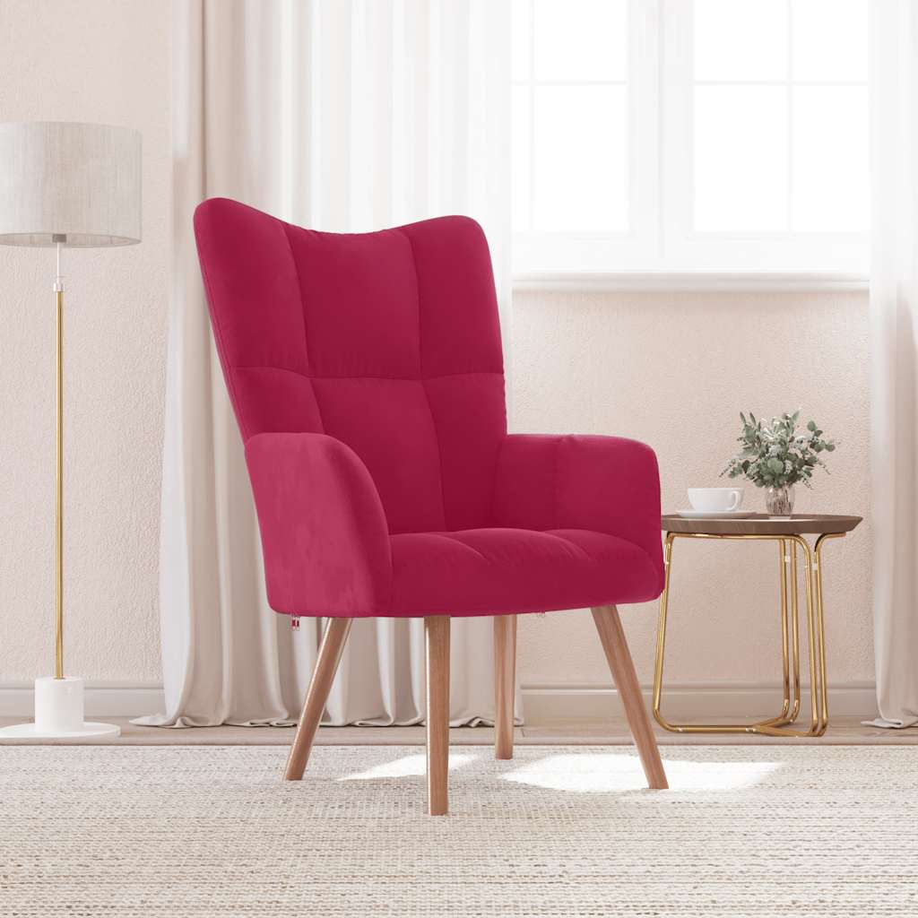 Fauteuil Freek - fluweel - wijnrood
