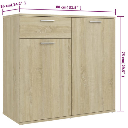 Dressoir Matthias - bewerkt hout - sonoma eiken