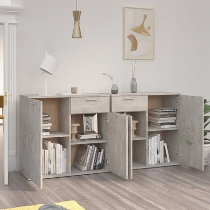 Dressoir Matthias - bewerkt hout - betongrijs