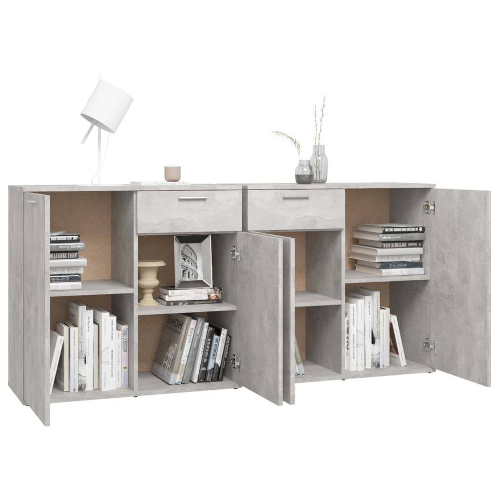 Dressoir Matthias - bewerkt hout - betongrijs