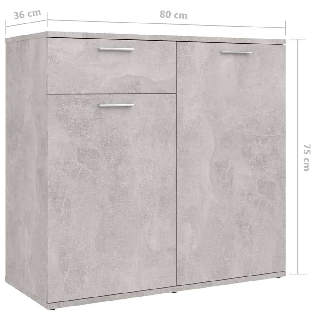 Dressoir Matthias - bewerkt hout - betongrijs