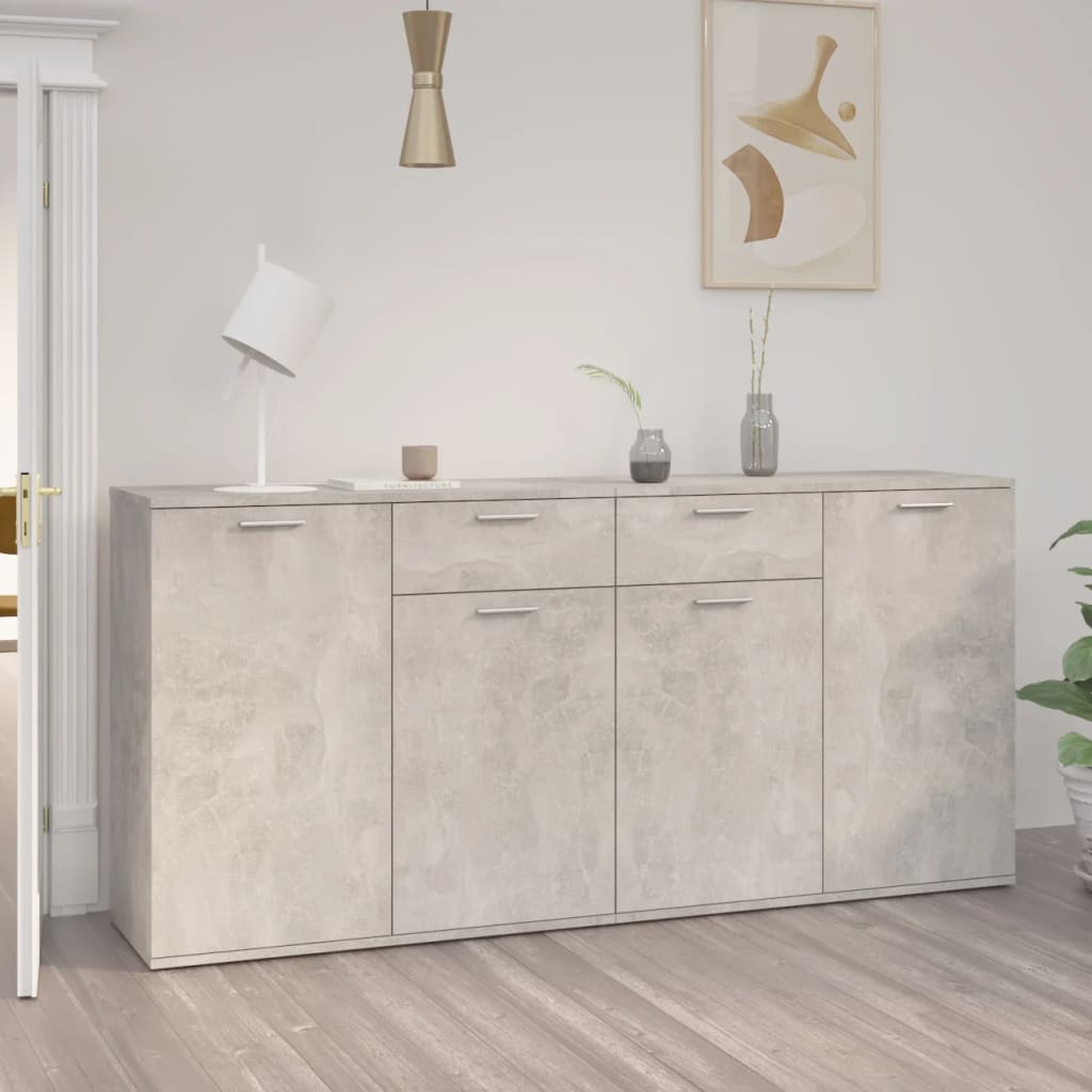 Dressoir Matthias - bewerkt hout - betongrijs