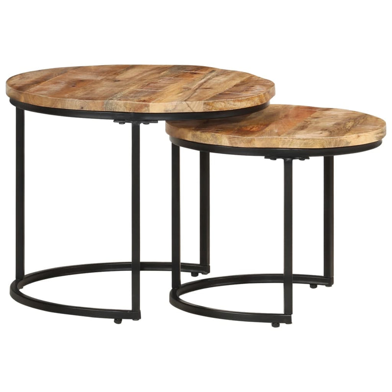 Salontafel Kees - 40x34 cm - 2-delig - ruw mangohout – extra afbeelding