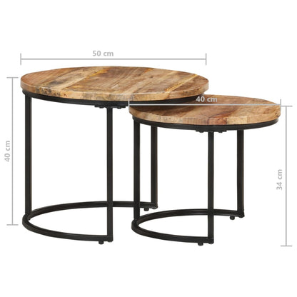 Salontafel Kees - 40x34 cm - 2-delig - ruw mangohout