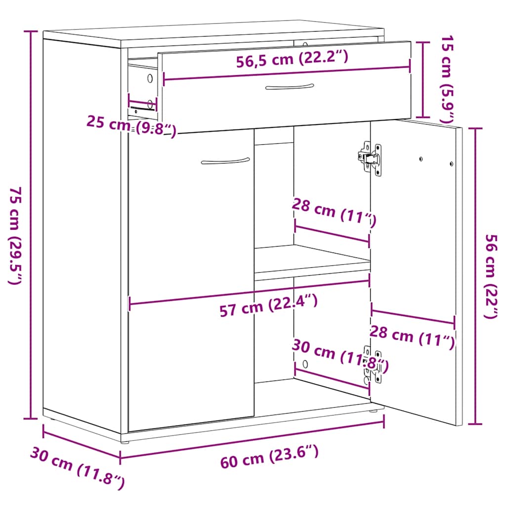 Dressoir Laurent - bewerkt hout - gerookt eiken