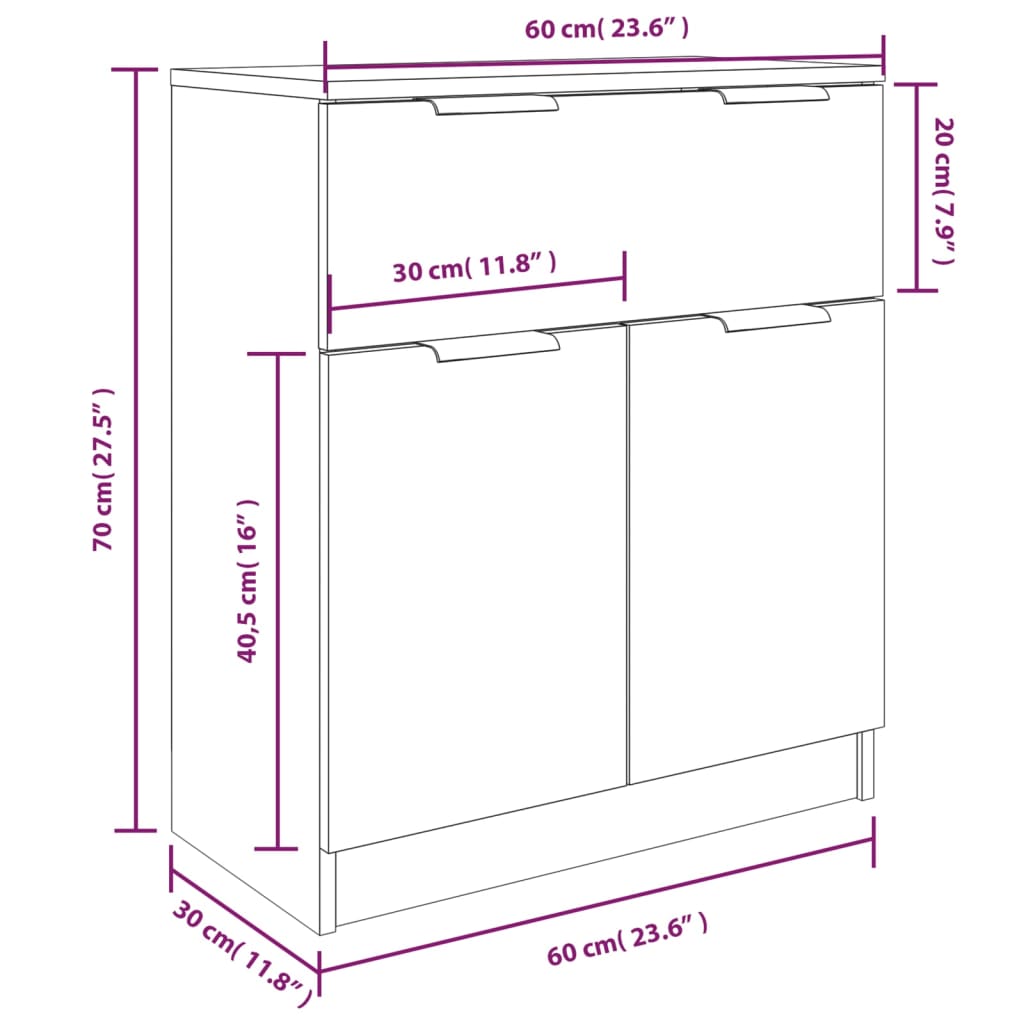 Dressoir Floris - 3-delig - sonoma eiken