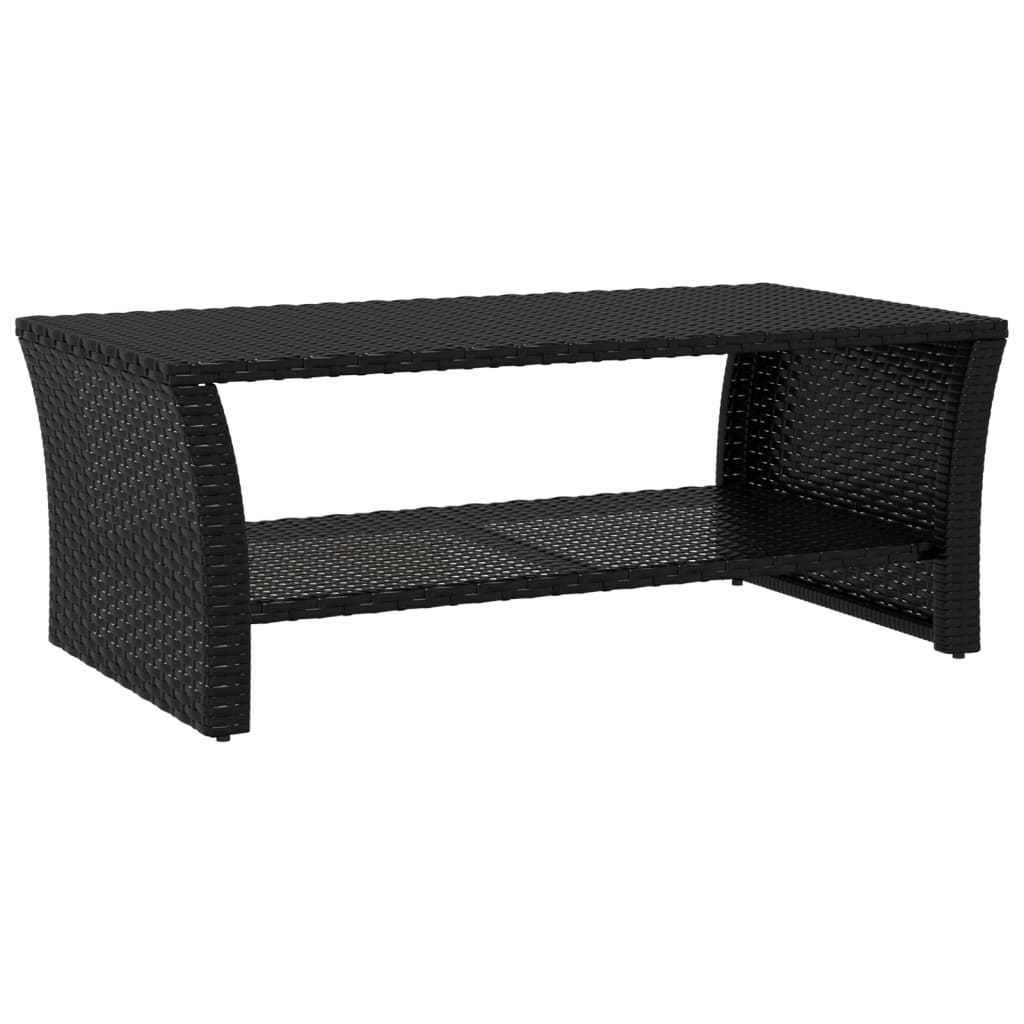 Salontafel Fienne - 100x50x40 cm - poly rattan - zwart