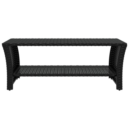 Salontafel Fienne - 100x50x40 cm - poly rattan - zwart
